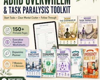 ADHD Life System Toolkit | Executive Function Bundle, Overwhelm Recovery & Dopamine Menu