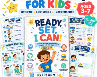 Kids Visual Schedule & Routine Workbook, Hygiene Routine Chart, Life Skills Printable, Morning Bedtime Bathroom Checklist, Ages 3-7 PDF