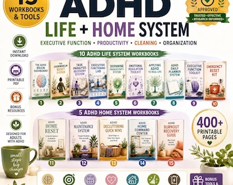 ADHD Planner & Workbook Mega Bundle for Adults: Executive Function, Productivity and Home Organization PDF