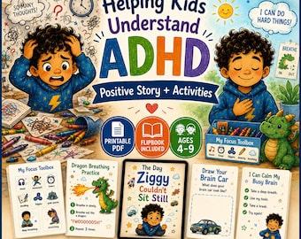 ADHD Children's Storybook Printable | Busy Brain, SEL Learning (Ages 4-9) (Digital Download)