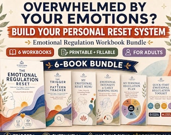 Emotional Regulation Workbook Bundle for Adults: 6 Printable Fillable Coping Skills & Self-Regulation PDFs