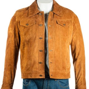 Suede Leather Jacket Men Vintage Style Biker Jacket Handmade Western Suede Coat Soft Tan Brown Leather Outerwear Fall Fashion Gift