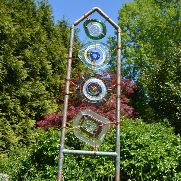Garten-Trellis, Garten Pfahl, Recycling-Glas, Kupfer