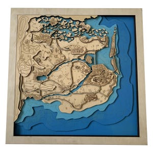 Carte en bois pour les joueurs PUBG Deston, carte, décoration murale, sculpture, cadeau pour joueur d'art