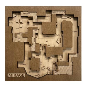 Cadeau pour joueur d'art mural en bois 3D d'inspiration Counter Strike Mirage