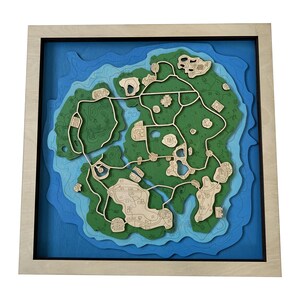 Carte en bois pour joueurs de PUBG, carte Sanhok, décoration murale, sculpture, cadeau pour joueur, oeuvre d'art