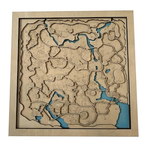 Holzkarte für PUBG Gamer Karte von Rondo Wanddeko Skulptur Gamer Geschenk Kunst