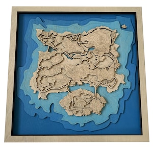 Landkarte für PUBG Gamer Map of Erangel Wanddeko Skulptur Gamer Geschenk Art