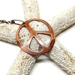 Entirely Handmade Peace Sign in Copper