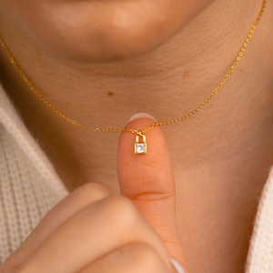 Diamond Padlock Necklace, Dainty Diamond Necklace, Minimalist Necklace, Padlock Pendant Necklace, Anniversary Gift for Her, Dainty Jewelry