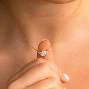 Marquise Diamond Necklace, Dainty Diamond Charm Necklace, Minimalist Wedding Jewelry, Bridal Necklace, Bridesmaid Gifts, Multi Stone Pendant