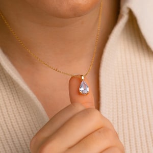 Collar de diamantes en forma de lágrima, colgante de lágrima, colgante de diamantes, collar de diamantes en forma de pera, collar minimalista, regalo para ella, collar de novia