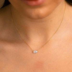 Vertical Marquise Diamond Necklace, Dainty Diamond Necklace, Crystal Necklace, Minimalist Necklace, Diamond Charm Necklace, Gift for Her