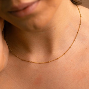 Satellite Necklace, Minimalist Necklace, Layering Necklace, Dainty Gold Chain, Delicate Necklace, Necklace for Pendant, Gold Bead Chain