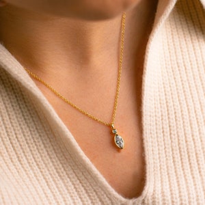 Marquise Diamond Necklace, Dainty Diamond Pendant Necklace, Crystal Necklace, Double Diamond Necklace, Minimalist Jewelry, Layering Necklace