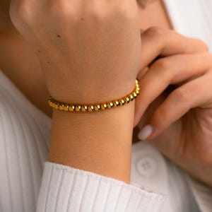 Gold Bead Bracelet, Beaded Gold Bracelet, Gold Ball Bracelet, Sphere Bracelet, Minimalist Bracelet, Dainty Bracelet, Minimalist Jewelry