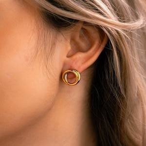 Open Circle Studs, Double Circle Gold Stud Earrings, Gold Hoop Studs, Minimalist Stud Earrings, Simple Gold Earrings, Minimalist Jewelry