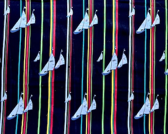 2.7 metres Vintage 70s Fabric Nautical Sailing Yachts Dressmaking Lightweight