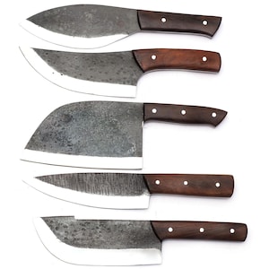 Handmade High Carbon Steel Chef Knife Set Of 5 Pcs Rosewood Handle Gift For Father Kitchen Knife Groomsmen Wedding Gift For Him,