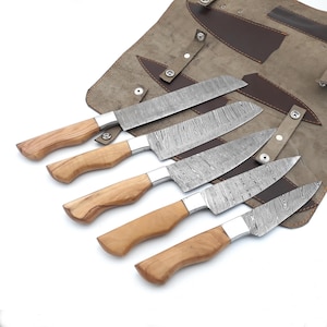 5 Pcs Damascus Steel BBQ Chef Set, handmade Kitchen knives, Hand Forged Chef knives Set, Damascus Chef knife, Anniversary & Birthday Gift
