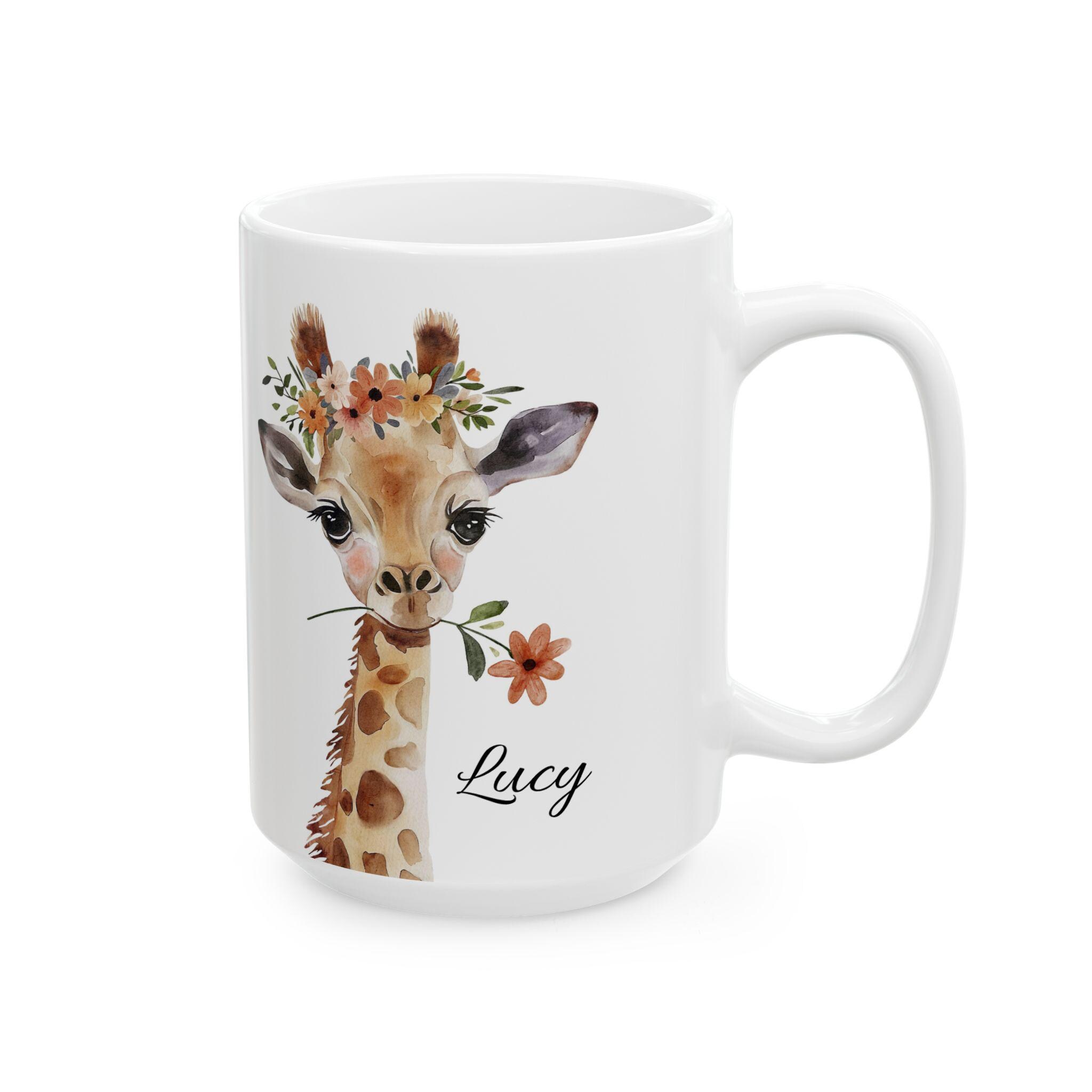 Baby Giraffe Christmas Mug, Personalized Giraffe Coffee Mug Gifts