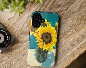 Sunflower Tough Case for iPhone, Floral Phone Cover, Gift for Her, Durable Sunflower Case, Summer Vibe Phone Protection