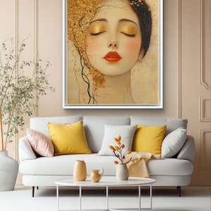 Golden Woman by Gustav Klimt Style, Art Nouveau Style, Golden  Woman Portrait, Artwork for lovers Klimt, Inspired Art, Art Deco Style