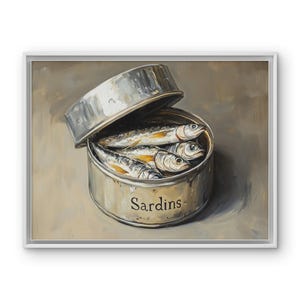 Sardine Symphony: A Can of Style and Humor, Kitchen Waff Art, Gift fooor Art Lovers, Gift for Dad, Sardine Print, Gift for Fan of Fishing,