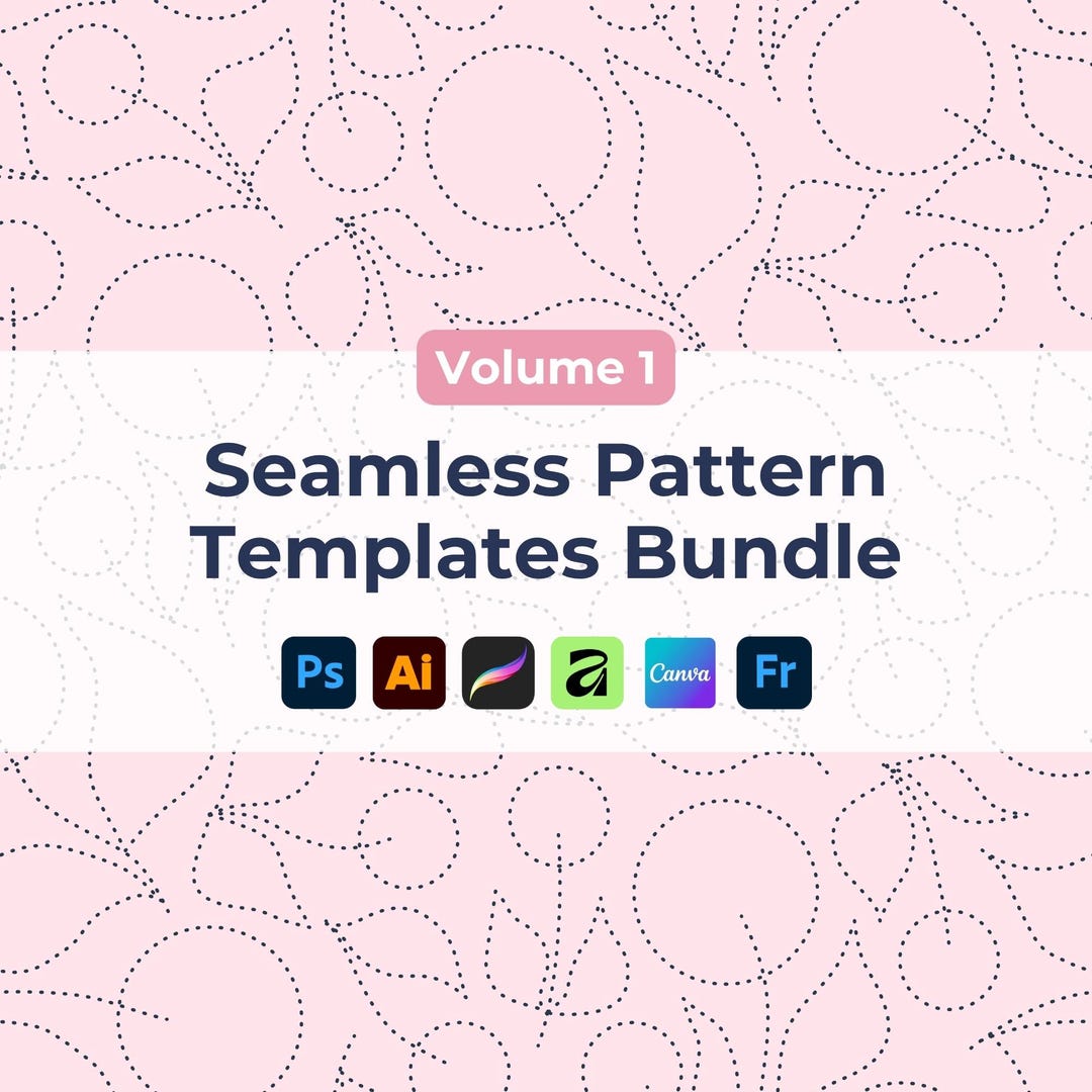 Seamless Pattern Templates Bundle (set of 6) Floral Pattern Guides for ...