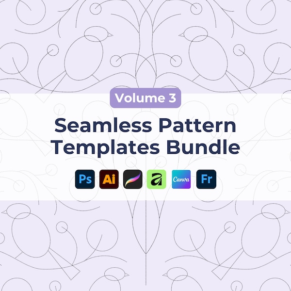 Pacote de Modelos de Padrões Sem Costura (Conjunto de 6) Layout de Padrão Simétrico (Volume 3) Ferramentas para Procreate