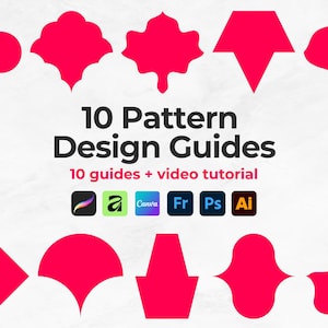 Guider för sömlösa mönster (diamant, ogee, pilgrimsmussla) | Repeterbara mönstermallar för nybörjare inom Procreate