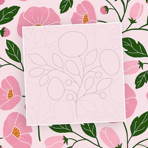 Seamless pattern template for Procreate | Pink Peony Flower Repeater Pattern Guide