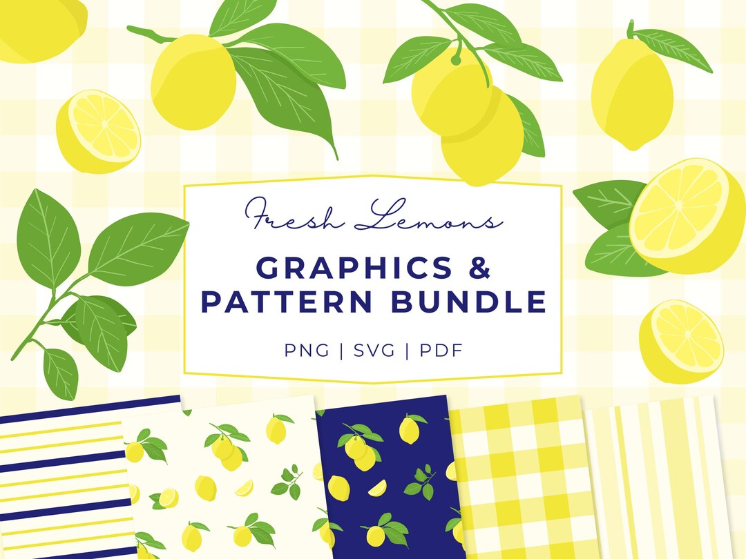 Lemon Patterns and Vector Graphics Bundle | Clip Art, Seamless Pattern ...
