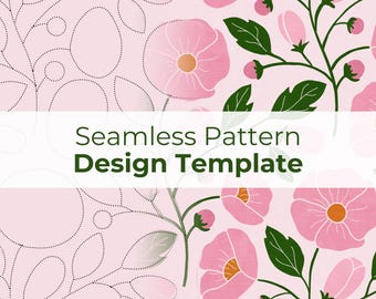 Modèle sans couture pour Procreate | Guide des motifs de répétition de fleurs de pivoine roses
