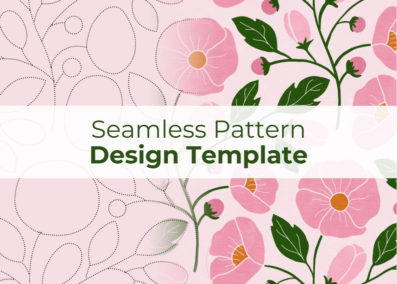 Modèle sans couture pour Procreate | Guide des motifs de répétition de fleurs de pivoine roses image 1