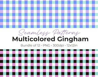 Buntes Vichy-Karo-Muster-Bundle | Kariertes Picknick Digitales Papier | Scrapbook-Papier