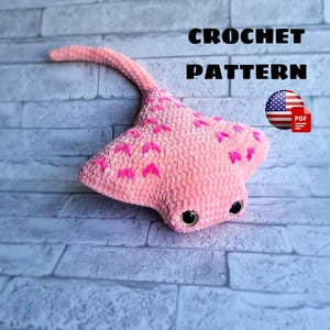Stingray Crochet Pattern PDF, Plush Manta Ray Amigurumi, Sea Animal Crochet Tutorial, Soft Toy Pattern, Crochet Ray Pattern in English