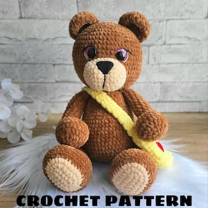 Crochet Teddy Bear Pattern, Amigurumi Plush Bear PDF Tutorial, DIY Stuffed Animal, Crochet Toy Pattern, Amigurumi Crocheted Bear PDF Pattern