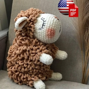 Amigurumi Sheep Crochet Pattern PDF • Plush Loop Yarn Lamb Tutorial • Soft Toy Pattern • Sleepy Animal Doll • Instant Download