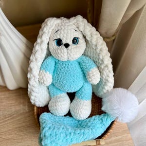Crochet Bunny Plush – Handmade Amigurumi Rabbit – Soft Stuffed Animal Toy – Cute Bunny Gift for Christmas, Easter, Halloween, Thanksgiving