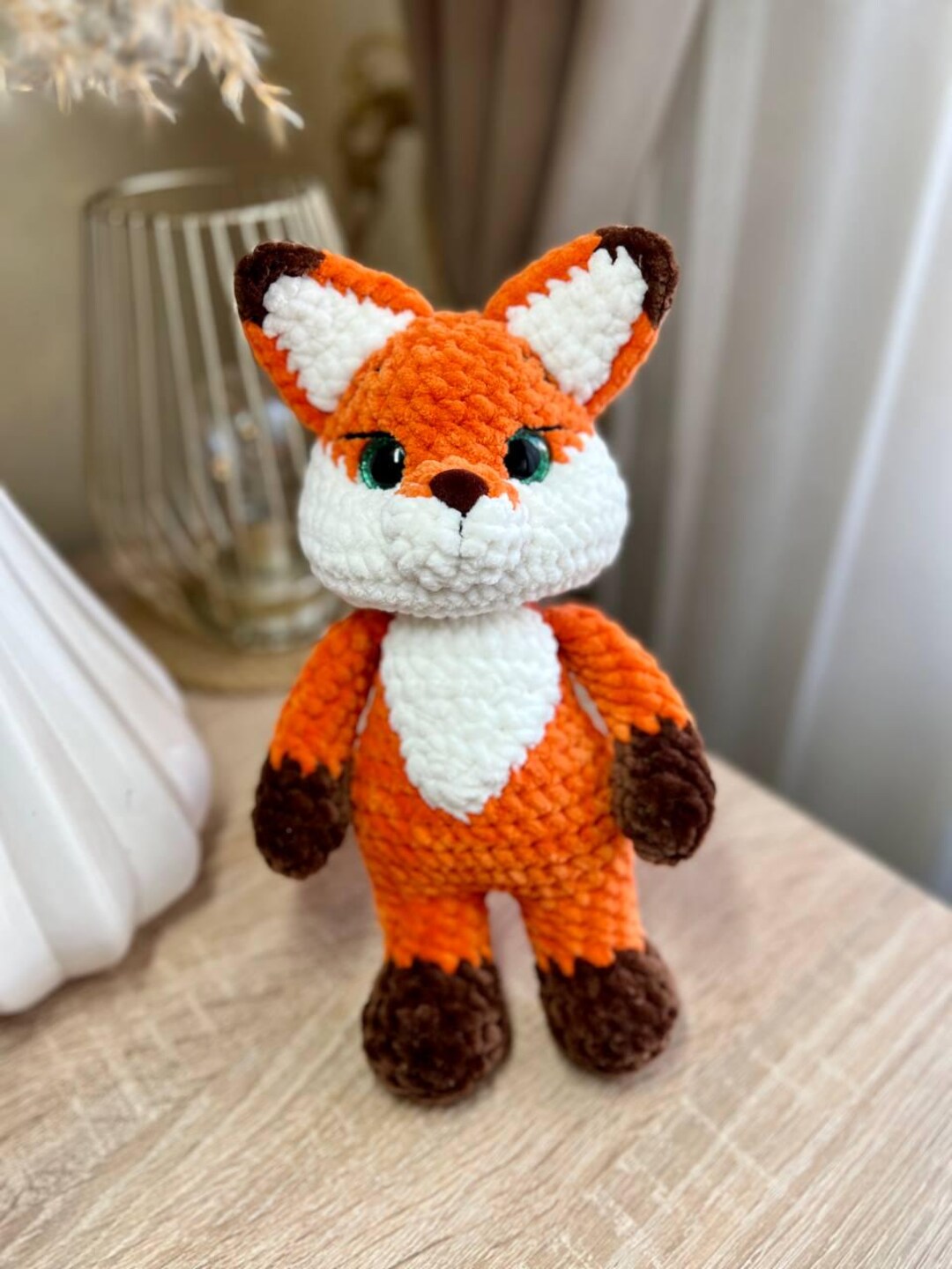 Handmade Crochet Fox Plush Toy – Amigurumi Stuffed Animal, Soft Cuddly ...