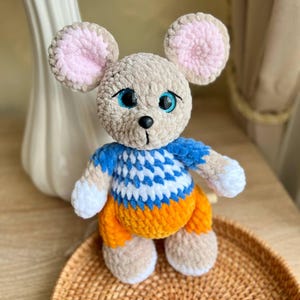 Cute Amigurumi Crochet Plush Mouse , Handmade Mouse , Stuffed Mouse , Knitted Mouse , Amigurumi Rat , Crochet  Rat ,Gift for Kids