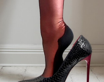Extreme Pointy High Heels Pumps Python Stamp Leather Black 1969 Made in Italy Z08