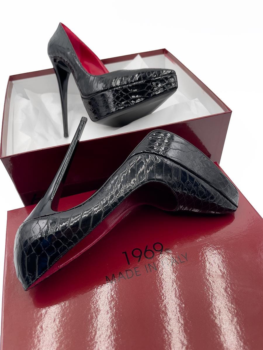Escarpins Plateau Talon Aiguille 1969 Made In Italy - Modèle Hot Chick Python - Taille 41