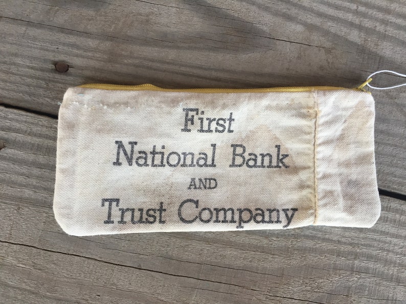 Antique vintage recycled first national bank money bag zipper Etsy