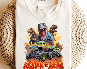 Dinozaur Monster Truck PNG: Projekt samochodu T-Rex do druku (pobranie cyfrowe)