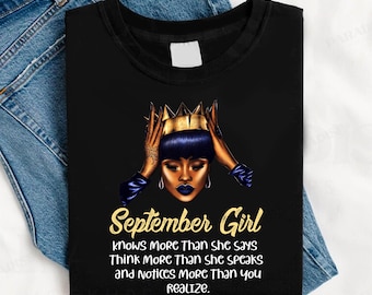 September Birthday Girl PNG: T-Shirt Design, Instant Download