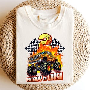 Ready To Crush 2 Birthday Boy Png, 2nd Monster Truck Birthday Boy Png, Kids Race Car Birthday Party Shirt, Monster Truck Shirt