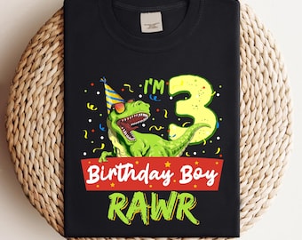 T-Rex 3rd Birthday PNG: Dinosaur Family Design (Digital Download