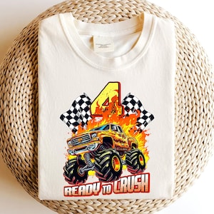 Ready To Crush 4 Birthday Boy Png, 4th Birthday Monster Truck Birthday Boy Png, Kids Race Car Birthday Party Shirt, Monster Truck Shirt